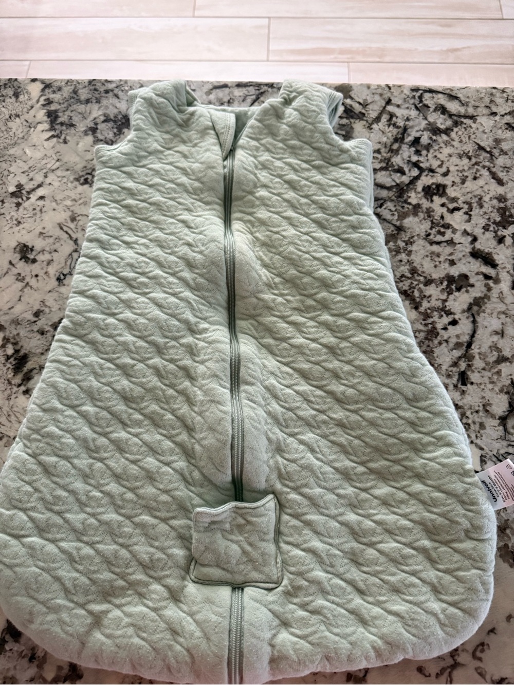 Quilted Light Mint Sleep Sack for Kids with Front Zipper
